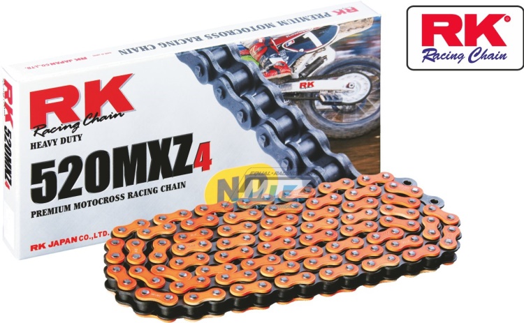 Řetěz RK 520 MXZ4 (118čl) - netěsněný/ bezkroužkový (oranžový)