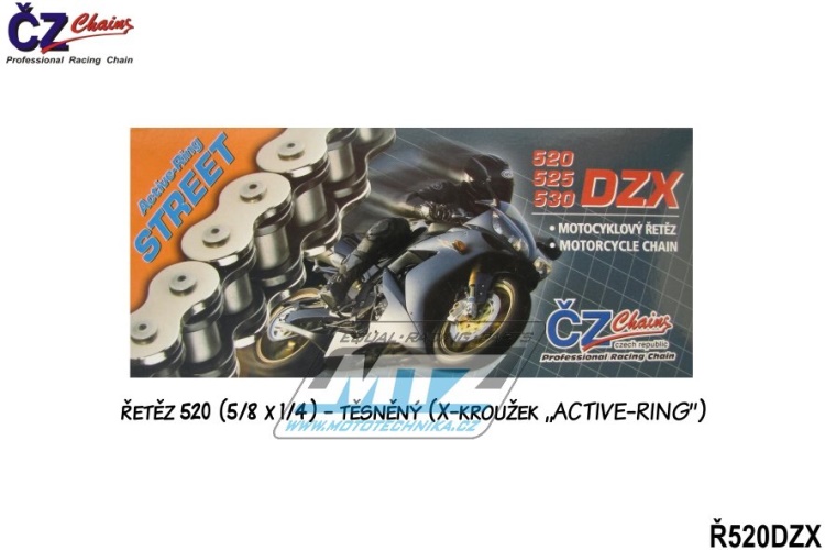 Řetěz ČZ 520 DZX (118čl) - těsněný/ x kroužkový