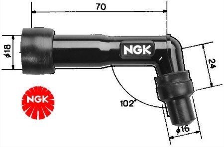 Fajfka/Botka NGK XD05F - 102° / 5 kOhm / pro svíčku bez koncovky (na závit)