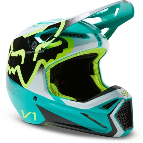 helma Fox Racing Kids V1 Leed Teal 2023