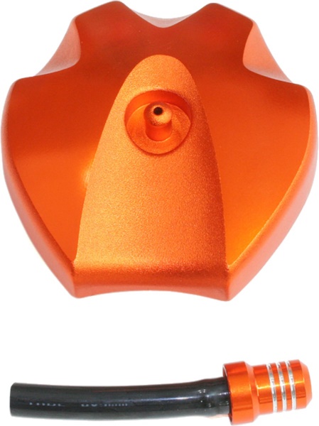 Víčko nádrže Alu - KTM SX+SXF / 07-12 + EXC+EXCF / 08-22 + KTM 65SX / 09-22 + Freeride + KTM ATV 450XC+525XC + Husaberg TE+FE / 09-14 + Husqvarna TE+FE / 14-21 - oranžové