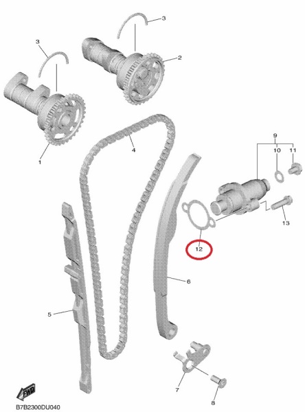 těsnění pod napínák rozvodového řetězu originál YAMAHA YZ250F