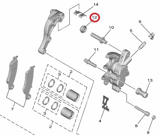 gumová průchodka čepu třmenu horní originál YAMAHA