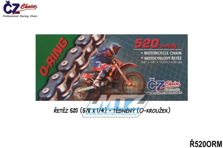 Řetěz ČZ 520 ORM (118čl) - těsněný/ o kroužkový (zlatý)