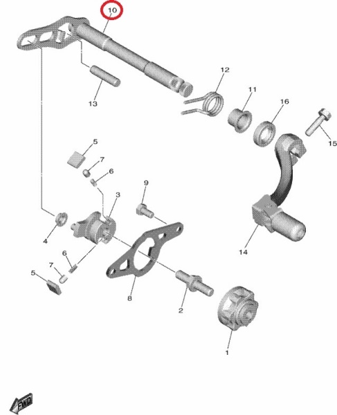hřídel řadicí páky originál YAMAHA YZ250F