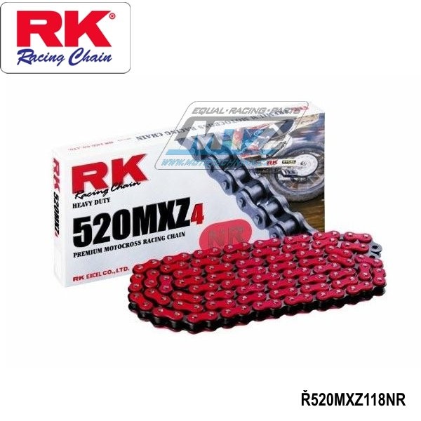 Řetěz RK 520 MXZ4 (118čl) - netěsněný/ bezkroužkový (červený)