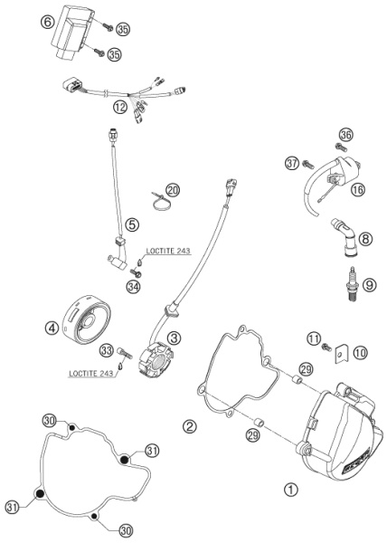 těsnění zapalování KTM SXF 250 2005 - 2010