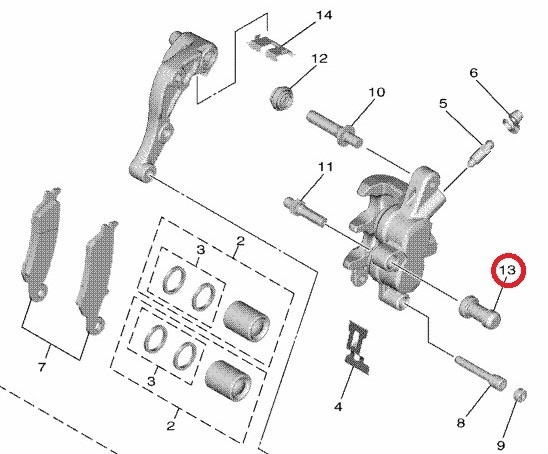 gumová průchodka čepu třmenu spodní originál YAMAHA