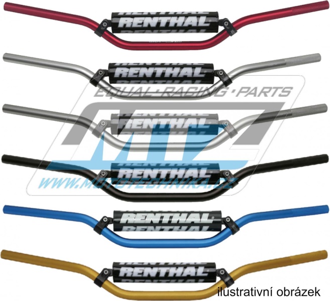 Řidítka Renthal 78301 MINI-MX-65cc (7/8” = 22mm) s polstrem - stříbrné